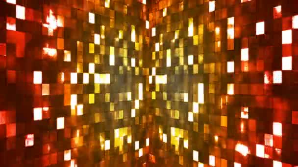 Walls Broadcast Firey Light Tech Squares Vermelho Amarelo Abstrato Loopable — Vídeo de Stock