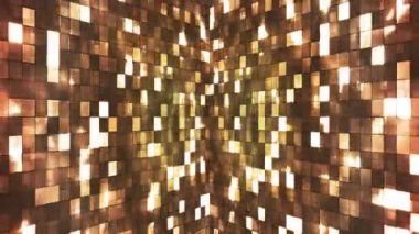 Firey Light Hi-Tech Squares Walls, Brown Golden, Abstract, Loop, 4k