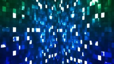 Firey Light Hi-Tech Squares Walls, Blue Green, Abstract, Loopable, 4k