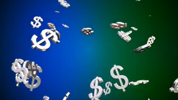 Broadcast Money Shower Blue Green Corporate Loopable — Vídeos de Stock