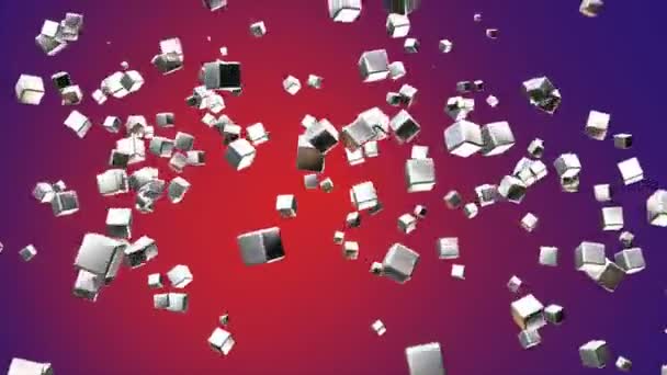 Banda Larga Voando Tech Cubes Roxo Vermelho Corporativo Loopable — Vídeo de Stock