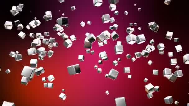 Banda Larga Voando Tech Cubes Magenta Vermelha Corporativo Loopable — Vídeo de Stock