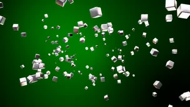 Banda Larga Voando Tech Cubes Verde Corporativo Loopable — Vídeo de Stock