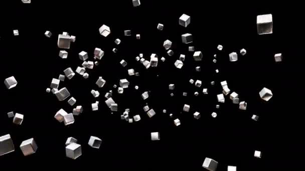 Banda Larga Voando Tech Cubes Grayscale Corporativo Alpha Matte Loopable — Vídeo de Stock