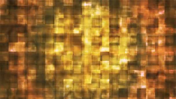 Funkelnde Tech Quadrat Rauchmuster Golden Orange Abstrakt Loopable — Stockvideo
