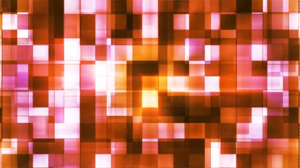 Twinkelende Metalen Tech Squared Light Patterns Oranje Magenta Abstract Loopbaar — Stockvideo