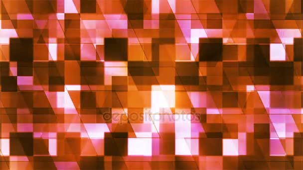Twinkling Tech Squared Diamond Light Patterns Orange Magenta Abstract Loopable — Vídeo de stock