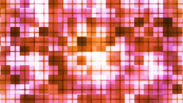 Twinkling Tech Cubic Squared Light Patterns Magenta Orange Abstract Loopable — Vídeo de stock