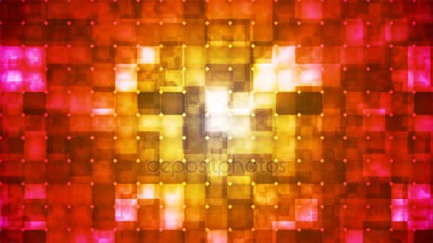 Twinkling Tech Cubic Diamond Light Patterns Red Yellow Abstract Loopable — Stock video