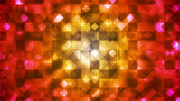 Twinkling Tech Cubic Diamond Light Patterns Red Yellow Abstract Loopable — Stock video