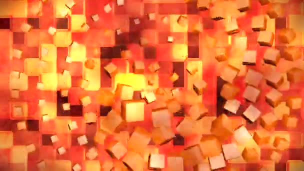 Transmissão Tech Spinning Cubes Squares Laranja Abstrato Loopable — Vídeo de Stock