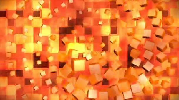 Carrés Cubes Tournants Haute Technologie Diffusion Orange Abstrait Boucle — Video