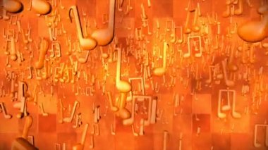 Hi-Tech Girdap Müzik Notaları, Orange, Abstract, 3D, Döngülenebilir, 4K