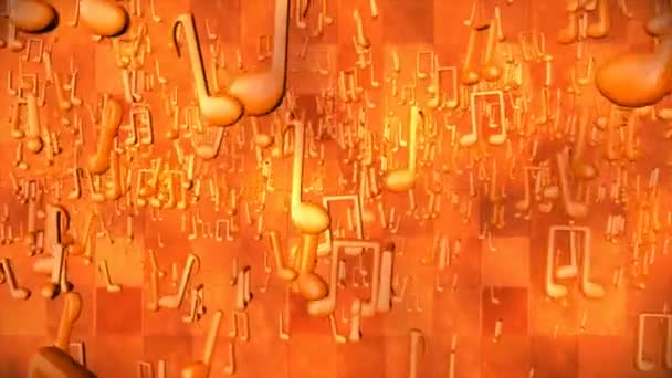 Difusión Tech Remolino Notas Musicales Naranja Abstracto Loopable — Vídeo de stock