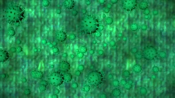 Diffusion De Virus Tourbillonnants, Bactéries et Germes, Vert, Médical, 3D, Boucle, En Haute Qualité 
