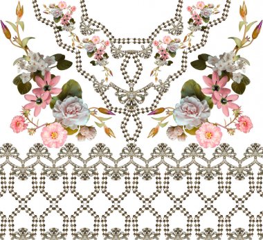 güzel çiçekler ve geometrik desen