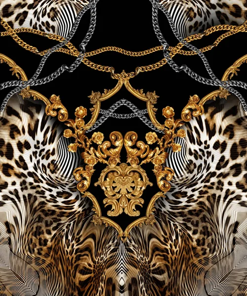 Бароко leopard фону — стокове фото