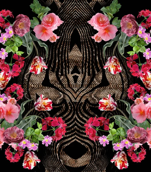 Flores serpiente patrón geométrico de piel —  Fotos de Stock