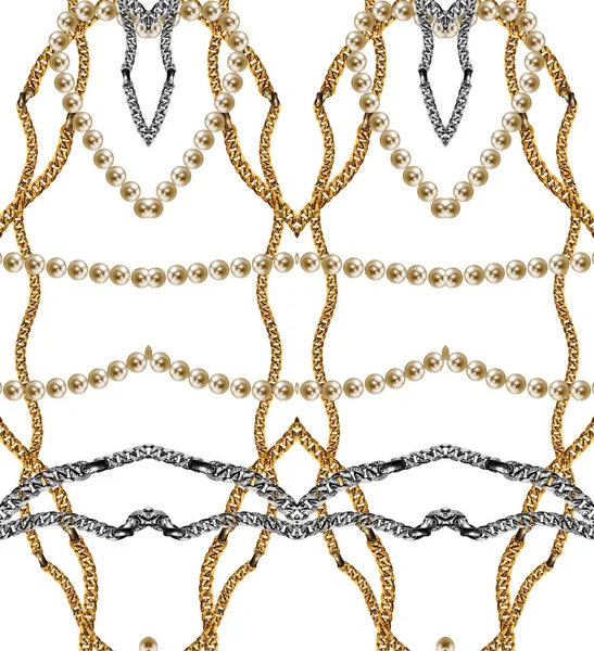 Řetězy a pearl pozadí — Stock fotografie