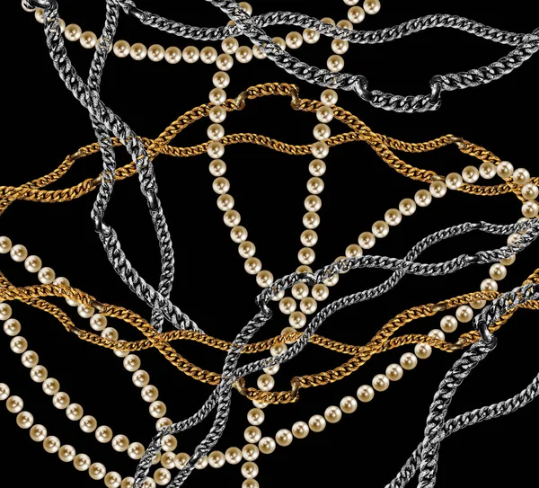 Chains and pearl background — Stock Photo, Image