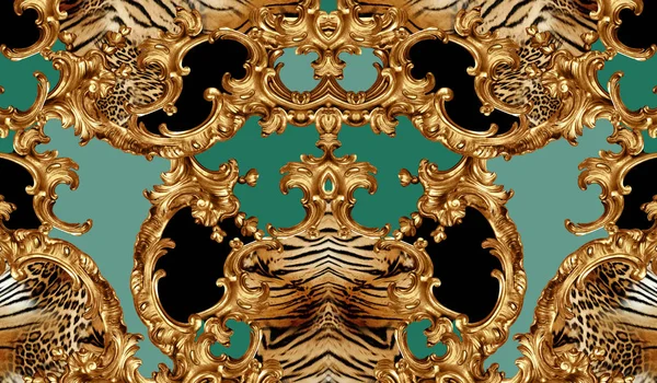Золотое барокко и леопардовая кожа — стоковое фото