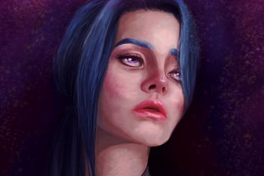     Kız portre çizim grafik Menekşe gözler