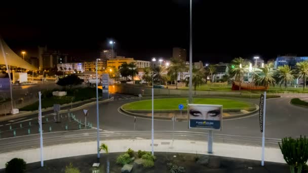 拉斯帕尔马斯 大加地利岛 西班牙 2018年2月19日 拉斯帕尔马斯城市夜景 周围的交通约 — 图库视频影像