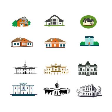 Yazlık, köyler, evler, evler, evler vektör, vektör logosu