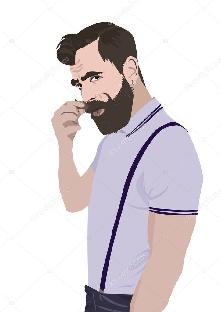 vector realistic illustration of Bearded man