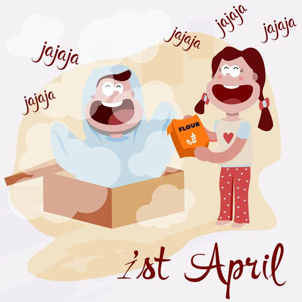 Illustratie van de dag van de April fool's, eerste April. — Stockvector