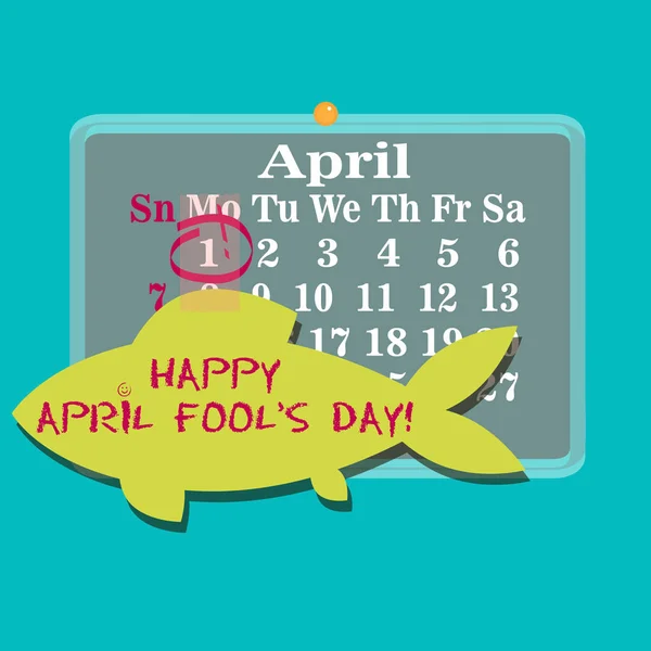 1 april agenda met papieren vis op April fool's Day — Stockvector