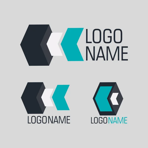 Conjunto de iconos de logotipo geométrico abstracto. Signo corporativo para web, impresión, diseño de aplicaciones . — Vector de stock