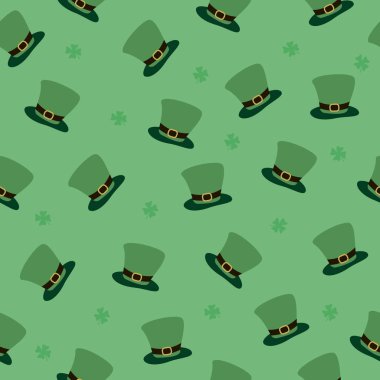 Patrick s gün, Yeşil yonca yaprağı ve cüce şapkası ile seamless modeli.