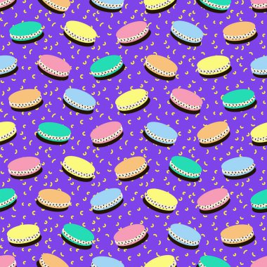 Trendy geometrik öğeleri memphis kartları. Retro tarzı doku, desen.