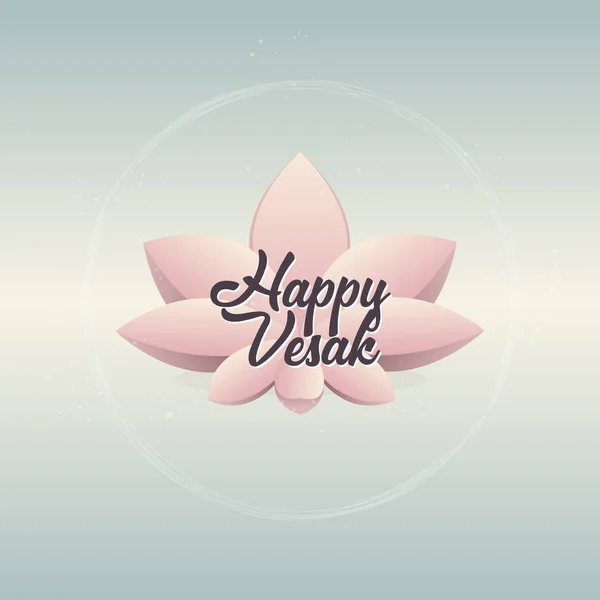 Roze lotusbloem op blauwe achtergrond met kleurovergang. Vector illustratie kaart voor Vesak Dag. — Stockvector