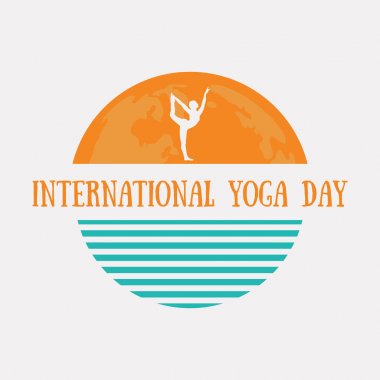 Dünya gezegeni ve natarajasana poz yapısı ile uluslararası Yoga gün kavramı logo tasarım.
