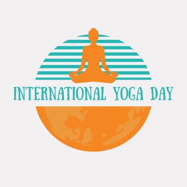 Dünya gezegeni ve lotus poz yapısı ile uluslararası Yoga gün kavramı logo tasarım.
