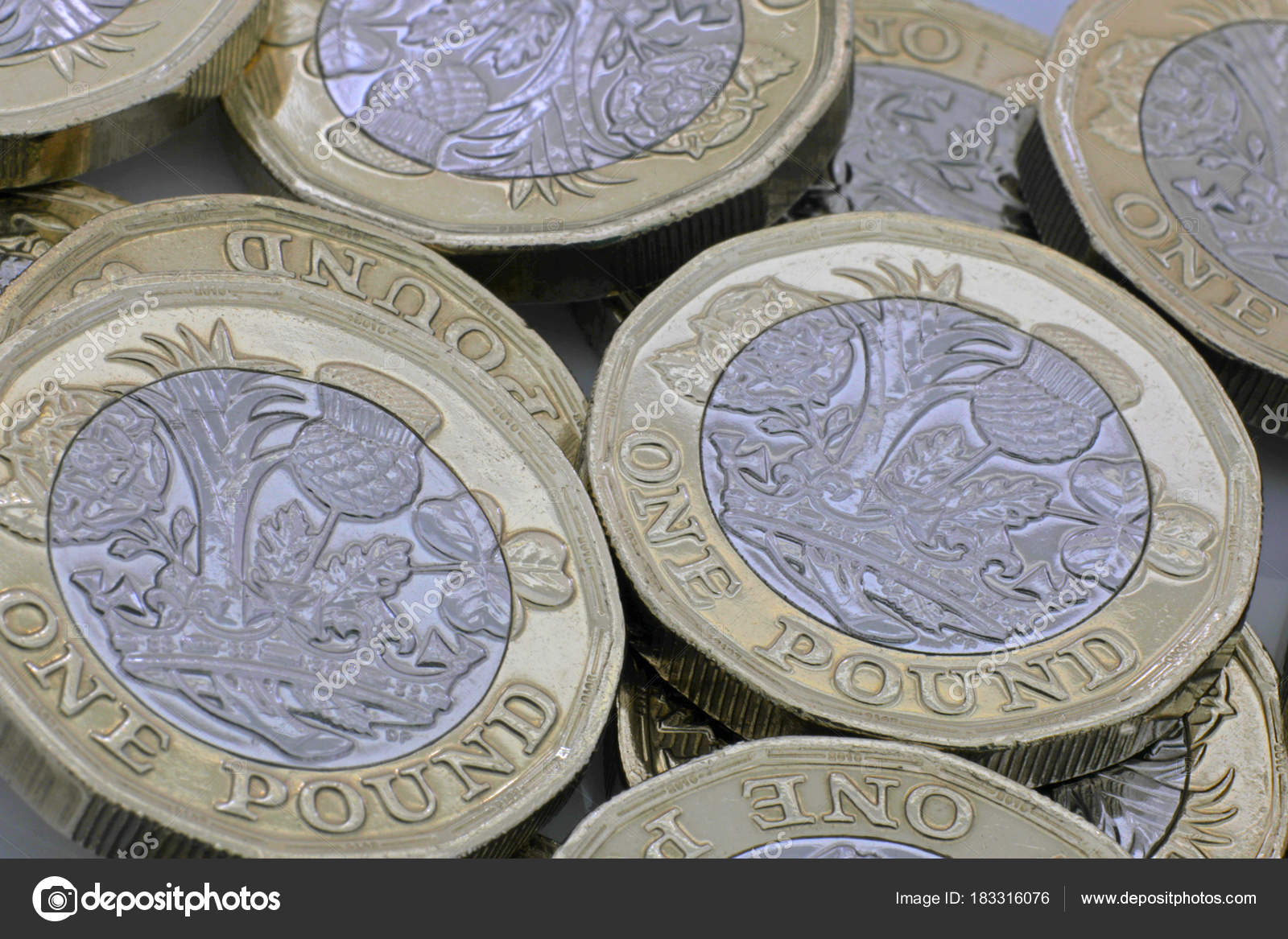 pic Pound Sterling Coins new issue one pound sterling colour coins flat view tail stock photo image by c richard z 183316076