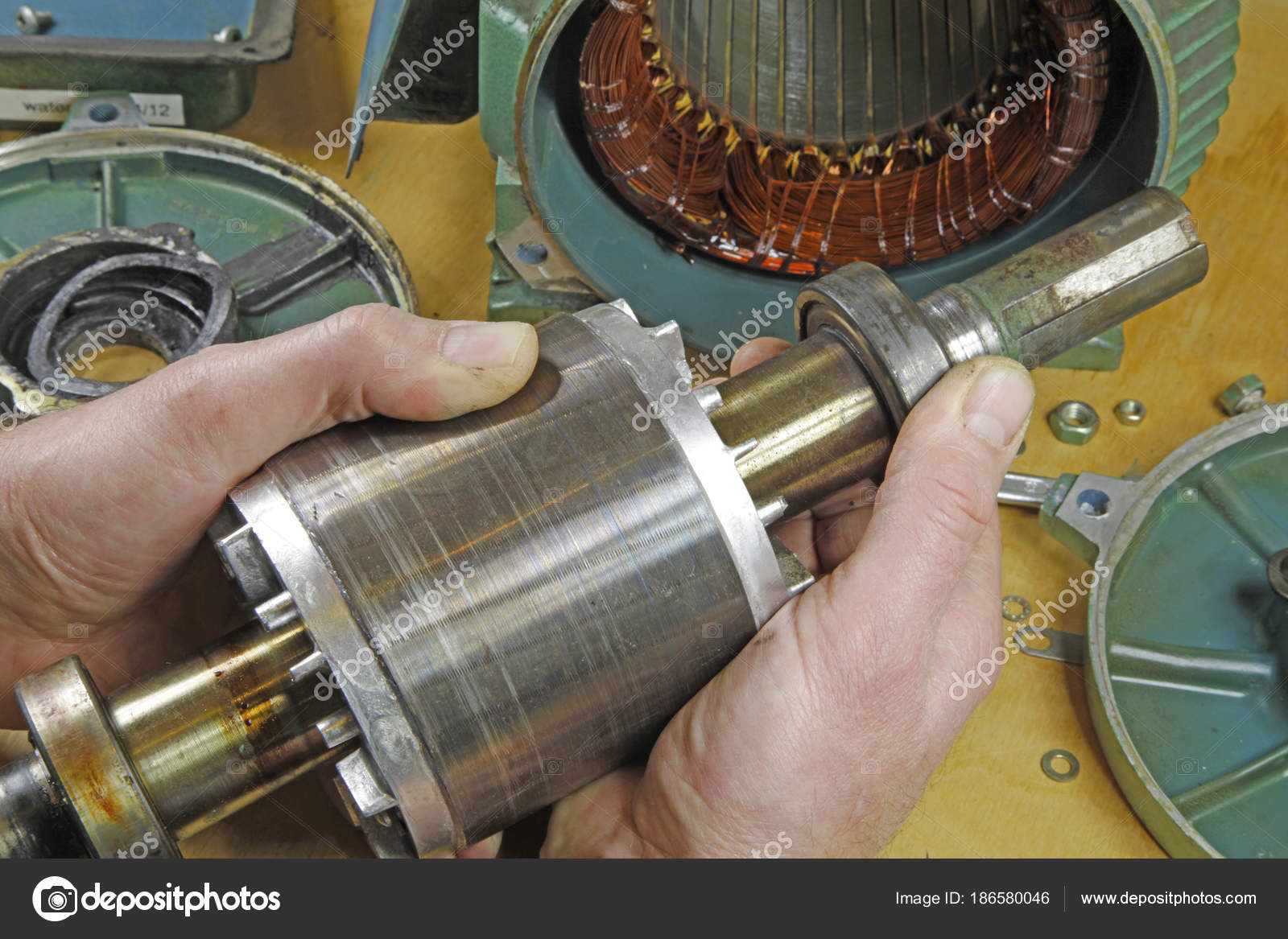 Three Phase Induction Motor Bearing Repair Fitter Technician Checking