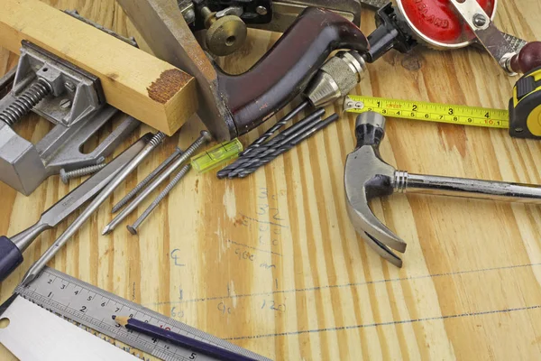 Carpenter tools  A carpenters bench with various tools