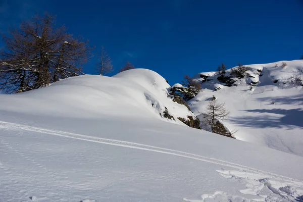 Snowy peak in Ponte di Legno — Stockfoto
