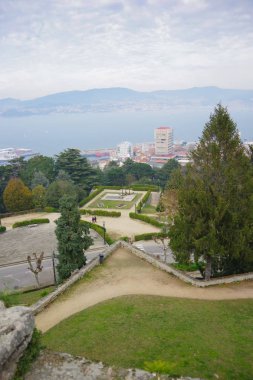 Vigo kalesinin Vigo, Vigo, Galiçya üzerinden panoramik manzaralı,