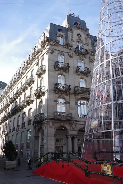 Vánoční strom na Porta Sol square, Vigo, Galicie, Španělsko, "Co — Stock fotografie