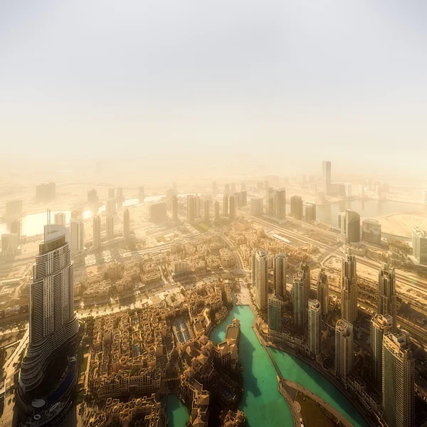 View at Sheikh Zayed Road skyscrapers from Burj Khalifa in Dubai — Stock Photo, Image
