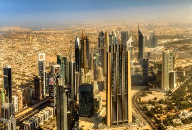 View at Sheikh Zayed Road skyscrapers clipart