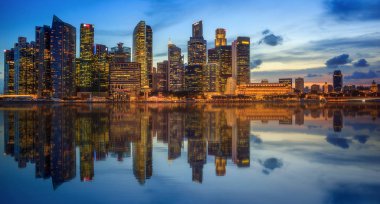 Singapur manzarası ve marina Bay görünümü