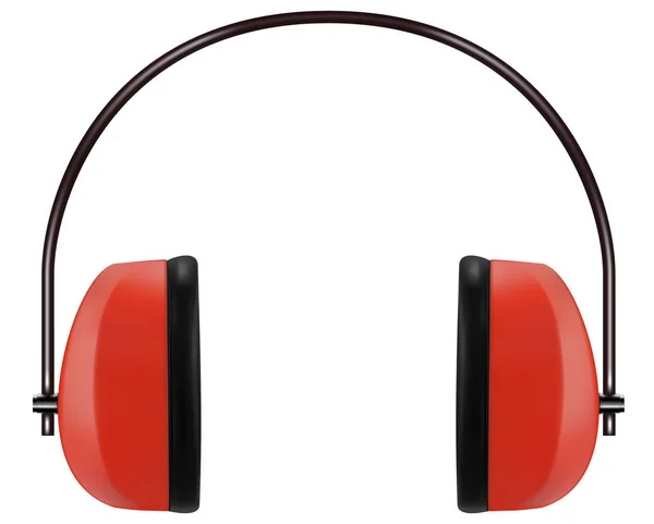 Auriculares protectores rojos realistas o orejeras — Archivo Imágenes Vectoriales