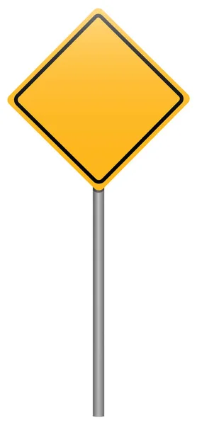 Yellow rhombus road sign on stick — Stock Vector