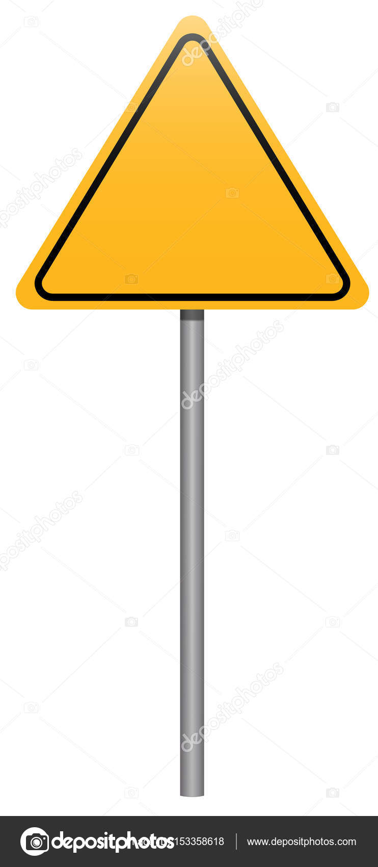 Señal de carretera triángulo amarillo en palo Stock Vector by