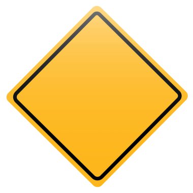 Beyaz izole sarı rhombus yol işareti
